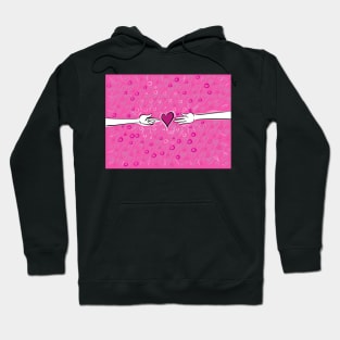 Hands touching a heart on hot pink background Hoodie